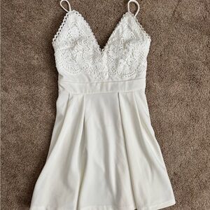 Privy White Lace Spaghetti Strap Dress